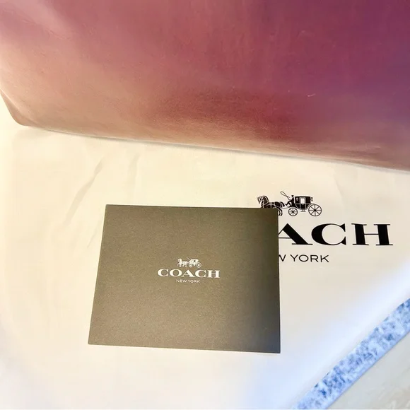 COACH NEW Soft Empire Carryall Bag 40 Natural Grain Leather Brass Merlot - Picture 7 of 12